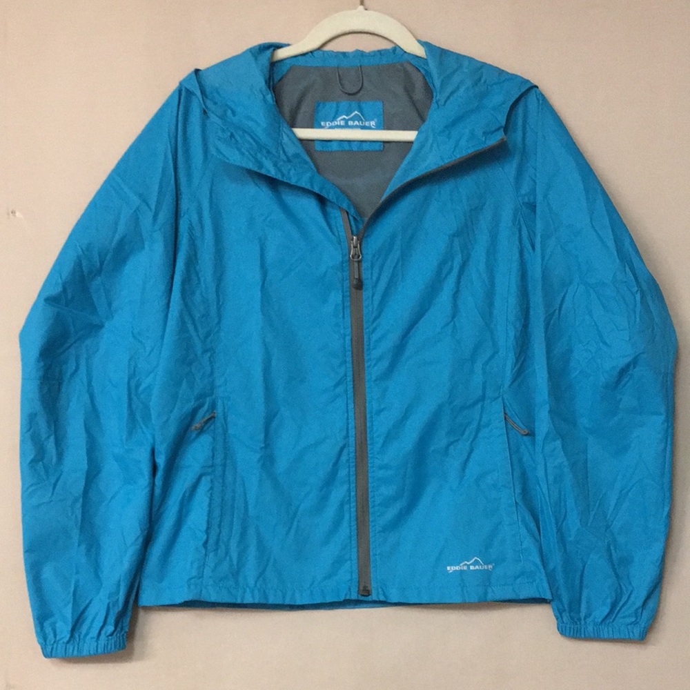 Eddie Bauer Women’s Royal Blue Windbreaker Zip Up Hooded Jacket. Sz S